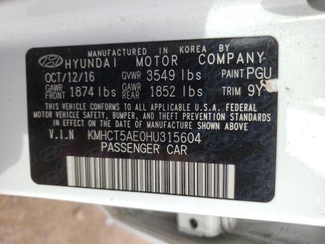 KMHCT5AE0HU315604 Hyundai Accent Se 2017. Фото: 9