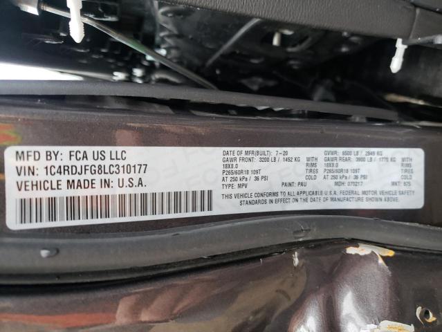 2020 DODGE DURANGO SS 1C4RDJFG8LC310177