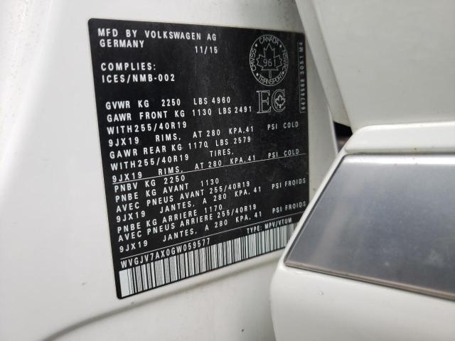 2016 VOLKSWAGEN TIGUAN COM WVGJV7AX0GW059577