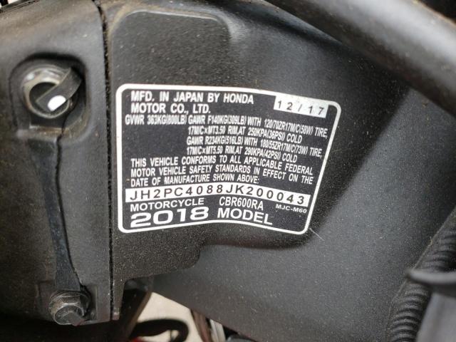 2018 HONDA CBR600 RA JH2PC4088JK200043