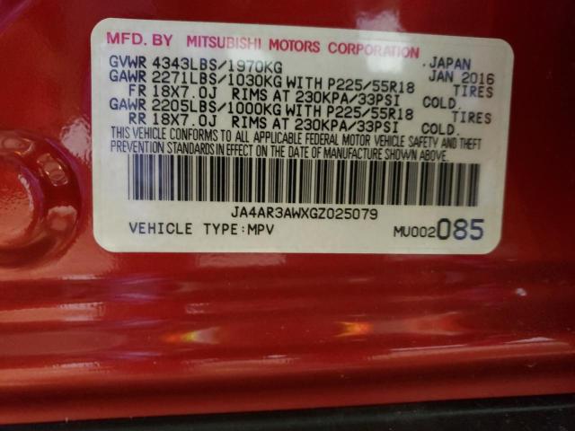 2016 MITSUBISHI OUTLANDER JA4AR3AWXGZ025079