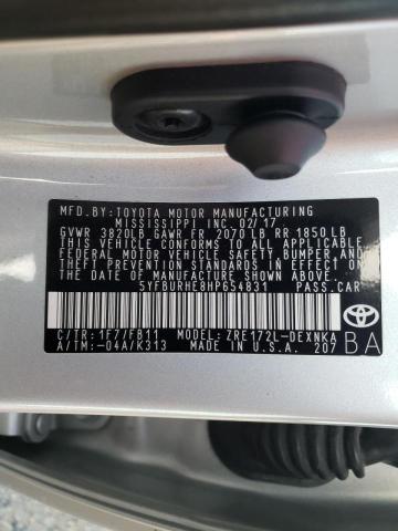2017 TOYOTA COROLLA L 5YFBURHE8HP654831