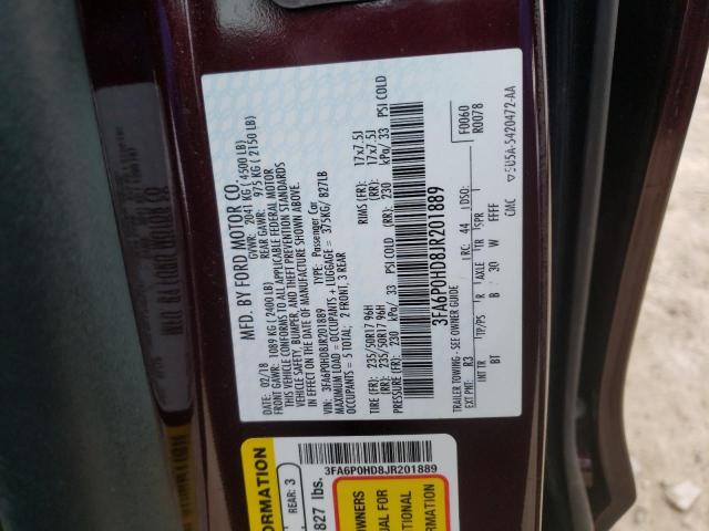3FA6P0HD8JR201889 Ford Fusion Se 2018. Фото: 9
