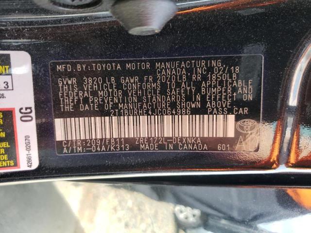 2T1BURHE4JC064986 Toyota Corolla L 2018. Фото: 9