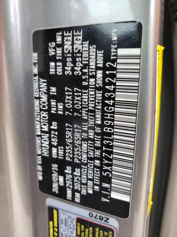 5XYZT3LB9HG434212 Hyundai Santa Fe S 2017. Фото: 9