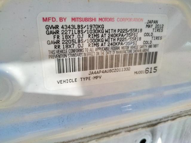 JA4AP4AU8CZ011332 Mitsubishi Outlander 2012. Фото: 9