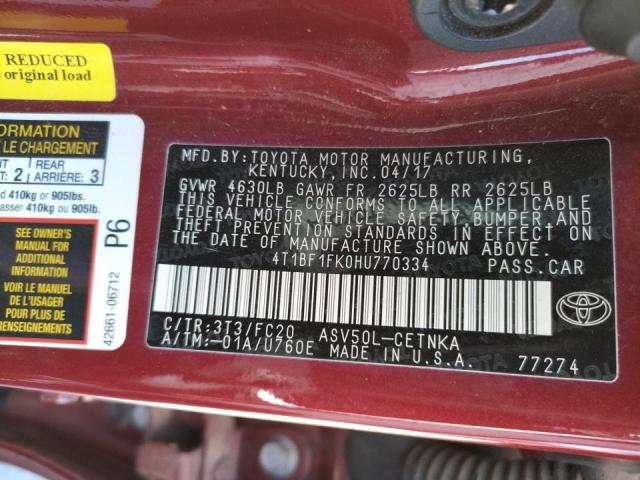 2017 TOYOTA CAMRY-LE 4T1BF1FK0HU770334