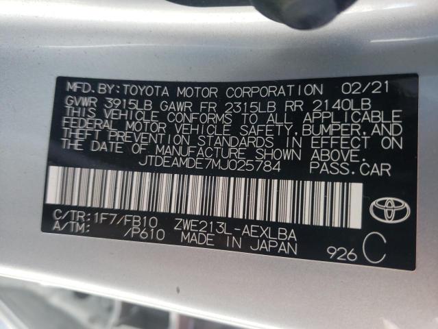2021 TOYOTA COROLLA LE JTDEAMDE7MJ025784