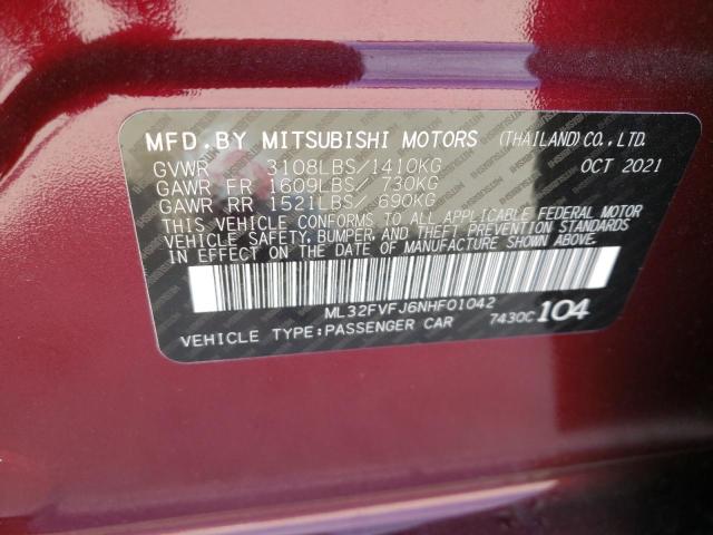 2022 MITSUBISHI MIRAGE ML32FVFJ6NHF01042