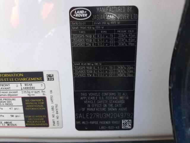 2021 LAND ROVER DEFENDER 1 SALE27RU3M2049792