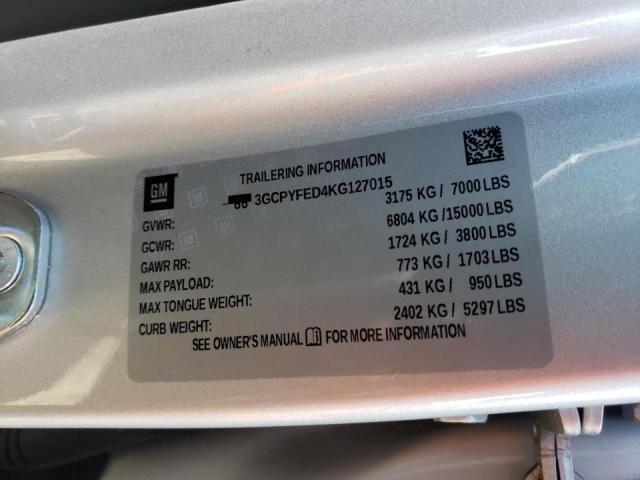 2019 CHEVROLET SILVRDO LT 3GCPYFED4KG127015