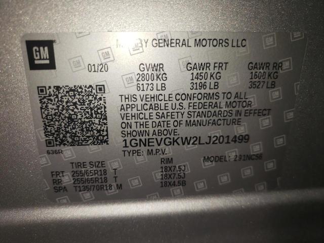 1GNEVGKW2LJ201499 Chevrolet Traverse L 2020. Фото: 9