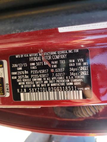 2016 HYUNDAI SANTA FE 5XYZTDLB3GG318511