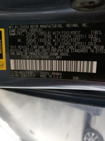 5TDBK3EH3DS199387 Toyota Highlander 2013. Фото: 9