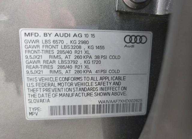 2017 AUDI Q7 PRESTIG WA1VAAF7XHD002625