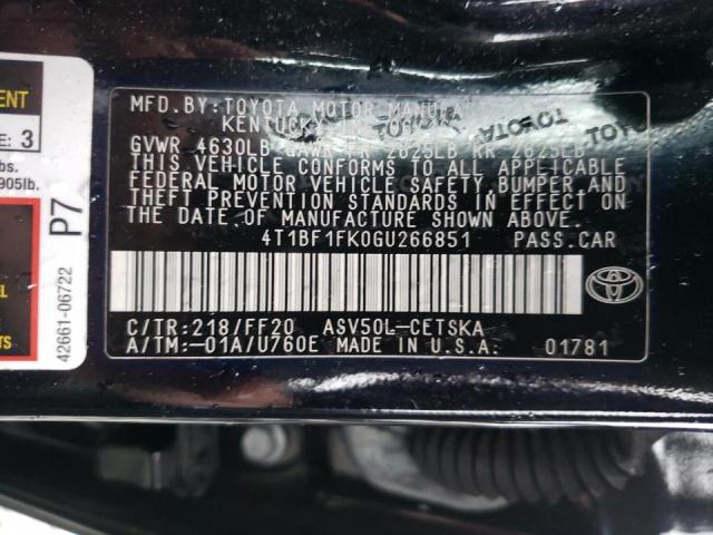 2016 TOYOTA CAMRY LE 4T1BF1FK0GU266851