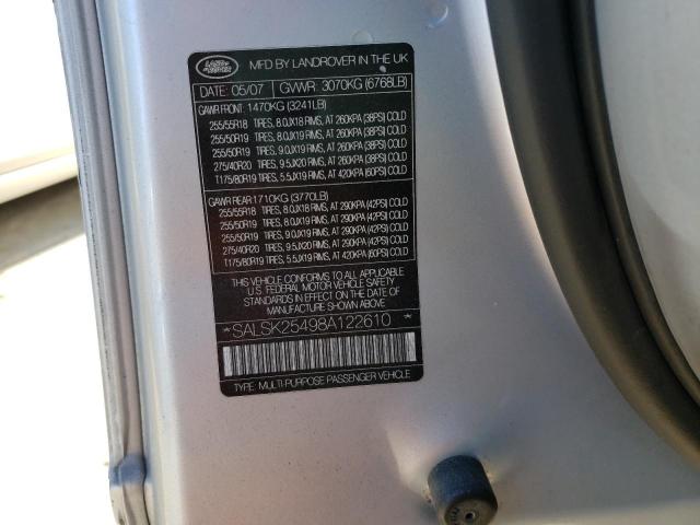 SALSK25498A122610 Land Rover Range Rove 2008. Фото: 9