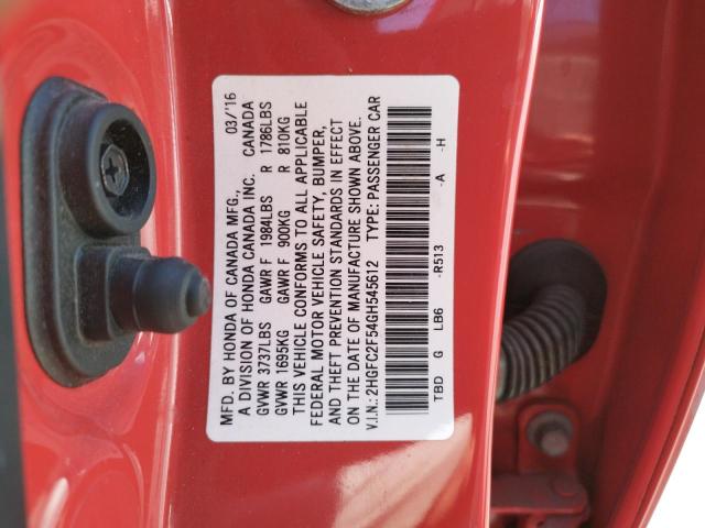 2016 HONDA CIVIC LX 2HGFC2F54GH545612