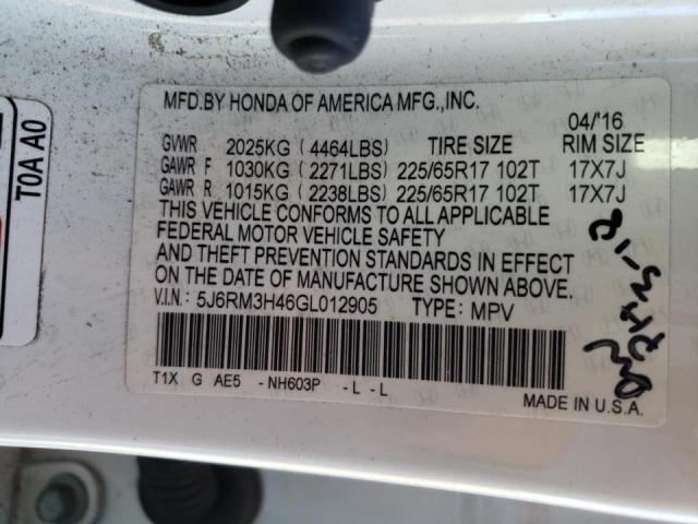 5J6RM3H46GL012905 Honda Cr-V Se 2016. Фото: 9