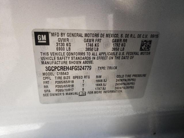 2015 CHEVROLET SILVRK1500 3GCPCREH4FG524779
