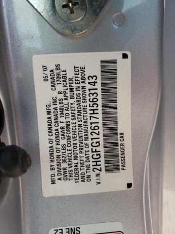 2HGFG12617H563143 Honda Civic Lx 2007. Фото: 9