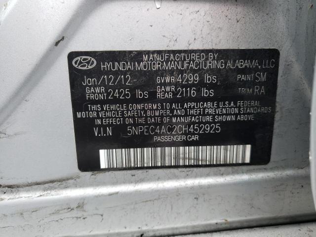 5NPEC4AC2CH452925 Hyundai Sonata Se 2012. Фото: 9