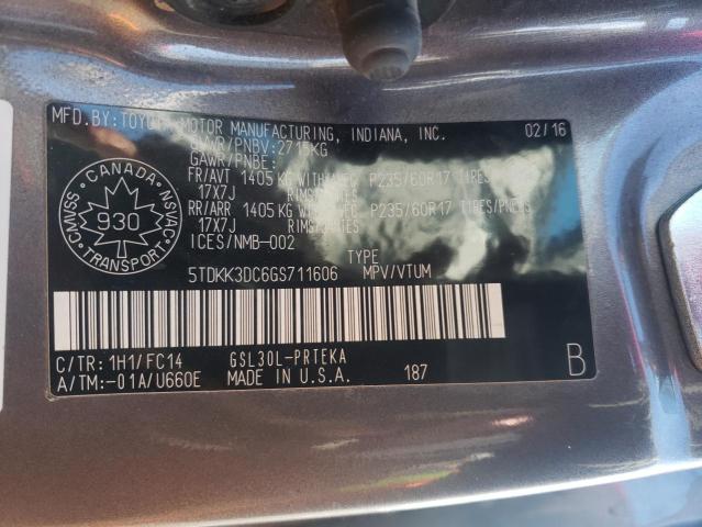 5TDKK3DC6GS711606 Toyota Sienna Le 2016. Фото: 9