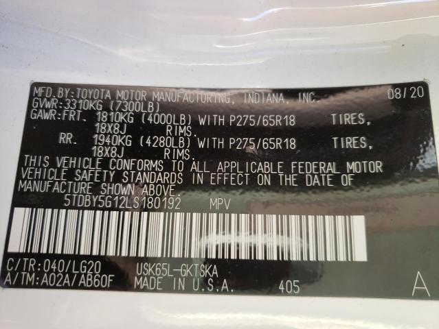 2020 TOYOTA SEQOUIA 5TDBY5G12LS180192