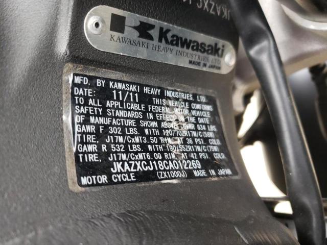 2012 KAWASAKI ZX1000 J JKAZXCJ18CA012269
