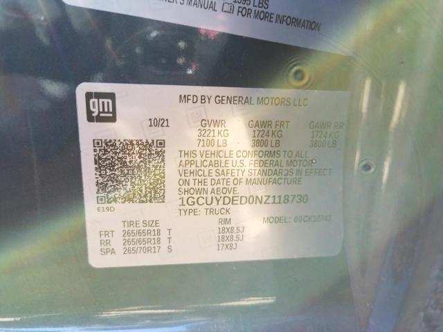 2022 CHEVROLET SILVRDO LT 1GCUYDED0NZ118730