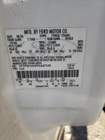 1FTPW14V97KA47339 Ford F150 Super 2007. Фото: 9