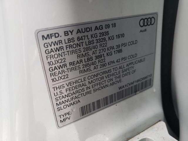 2019 AUDI Q8 PRESTIG WA1CVAF16KD008713