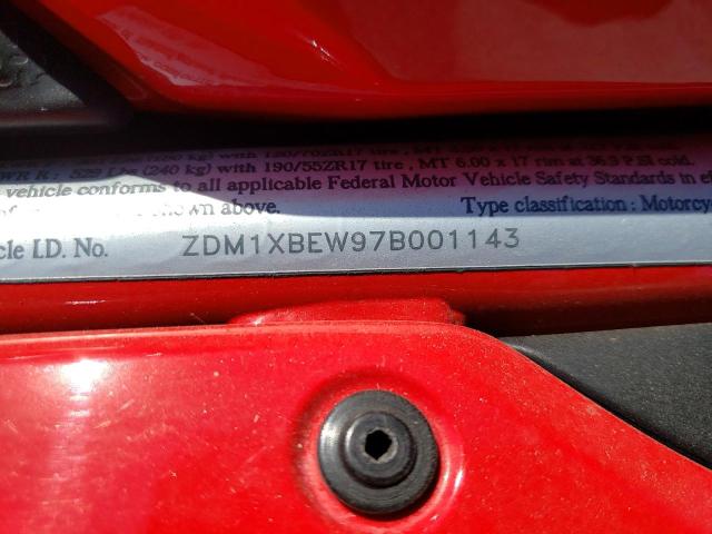 2007 DUCATI 1098 BASE ZDM1XBEW97B001143