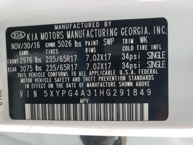 2017 KIA SORENTO LX 5XYPG4A31HG291849
