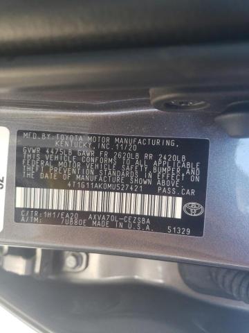 4T1G11AK0MU527421 Toyota Camry Se 2021. Фото: 9