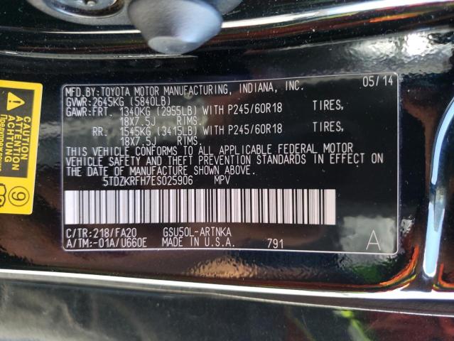 5TDZKRFH7ES025906 Toyota Highlander 2014. Фото: 9