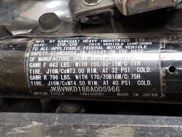2006 KAWASAKI VN1600 D6F JKBVNKD186A006966