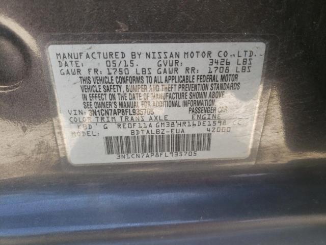 2015 NISSAN VERSA S 3N1CN7AP8FL935705