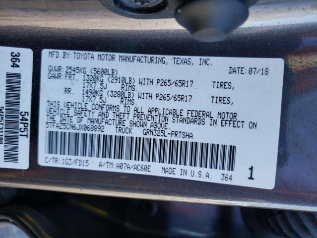 5TFAZ5CN6JX068892 Toyota Tacoma Dou 2018. Фото: 9