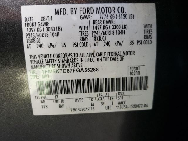 2015 FORD EXPLORER X 1FM5K7D87FGA55288