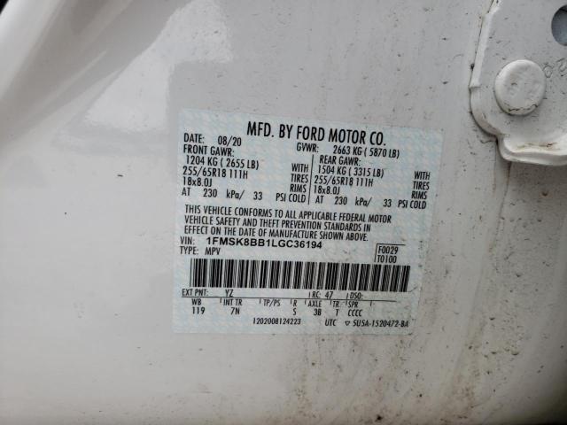 2020 FORD EXPLORER 1FMSK8BB1LGC36194