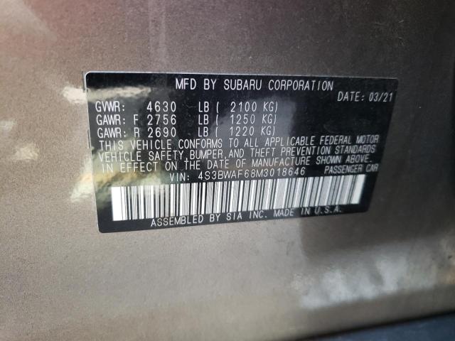 2021 SUBARU LEGACY PRE 4S3BWAF68M3018646