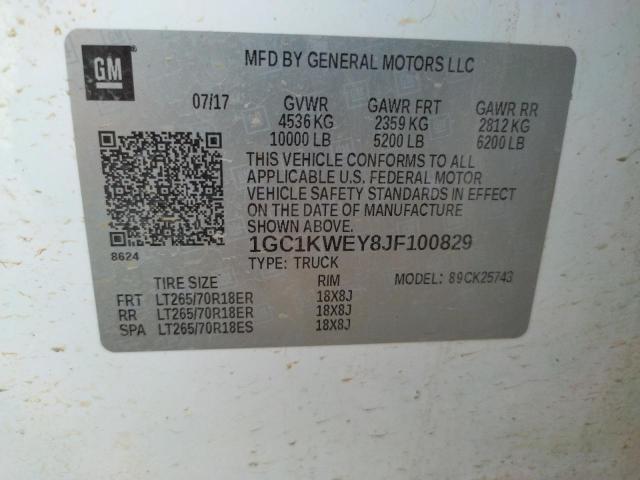 2018 CHEVROLET SILVRDO LT 1GC1KWEY8JF100829