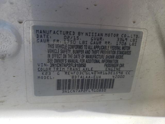 2015 NISSAN VERSA S 3N1CN7AP2FL910850