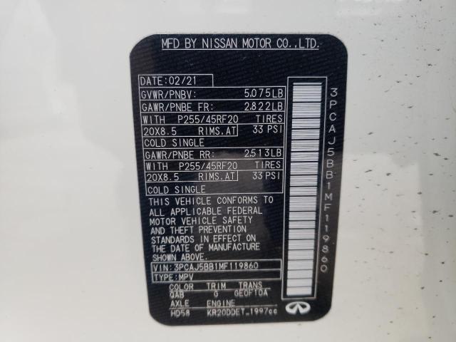 2021 INFINITI QX50 LUXE 3PCAJ5BB1MF119860