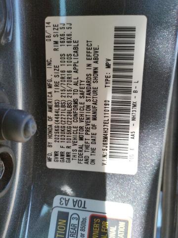 5J6RM4H37EL110190 Honda Cr-V Lx 2014. Фото: 9
