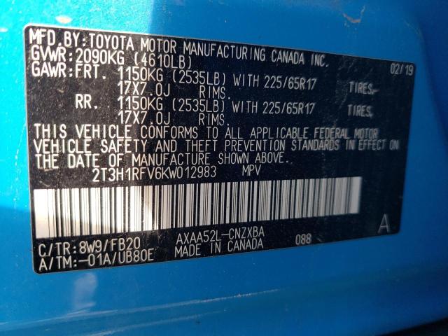 2019 TOYOTA RAV4 LE 2T3H1RFV6KW012983