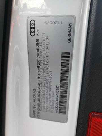 2018 AUDI S4 PRESTIG WAUC4AF48JA152957