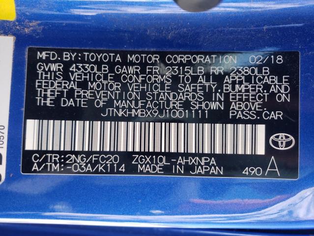 JTNKHMBX9J1001111 Toyota C-Hr Xle 2018. Фото: 9