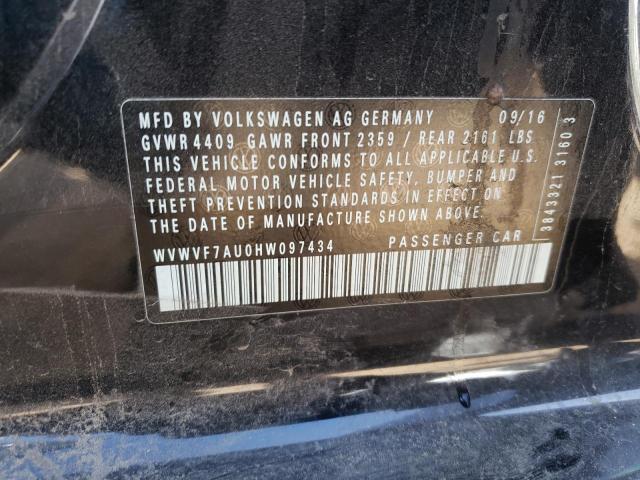 2017 VOLKSWAGEN GOLF R WVWVF7AU0HW097434